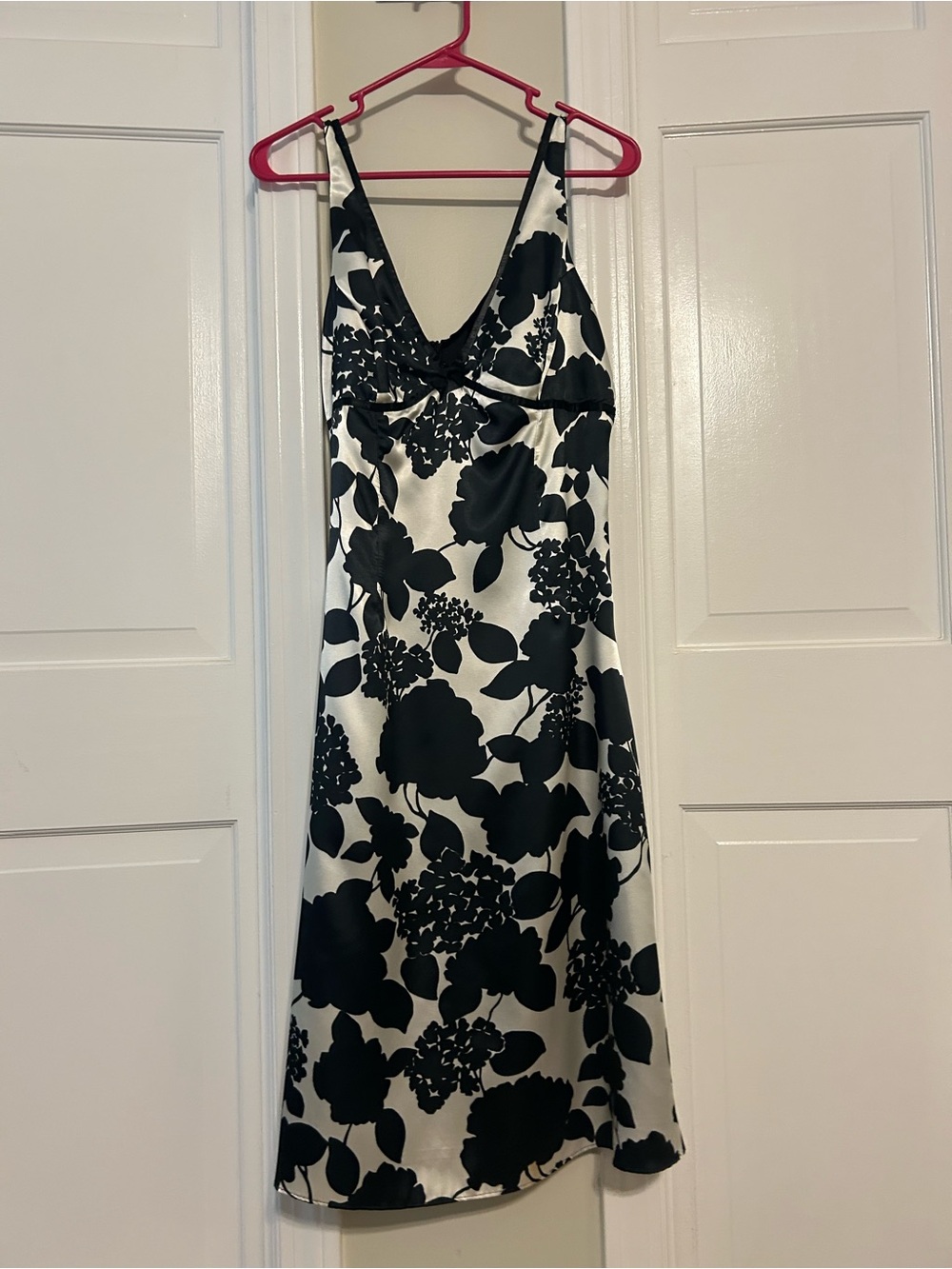 Arden B Black and White Floral Midi Slip Dress